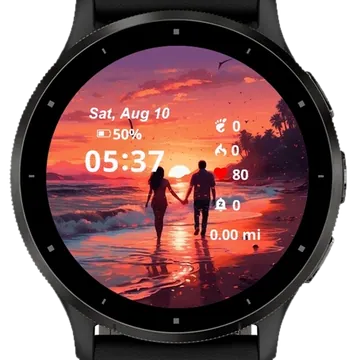 Caminando en la playa Garmin watch face preview