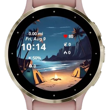 Camping Illustration Garmin watch face preview