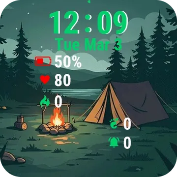 Camping Woods At Night Garmin watch face preview