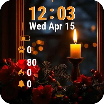 Candle Flowers Window Sing Garmin watch face preview