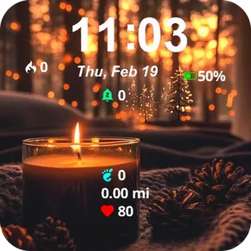 Candle Pine Cones Blanket Garmin watch face preview