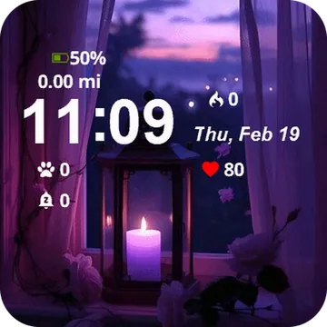 Candle Window Night Sky Garmin watch face preview