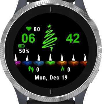 Candles Christmas Garmin watch face preview