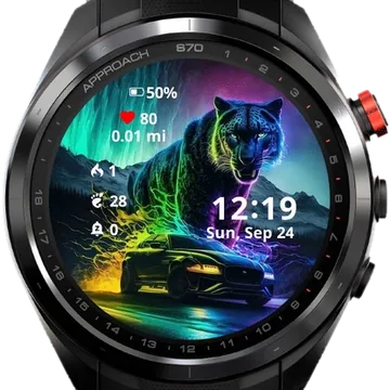 Car and TIger Garmin watch face preview