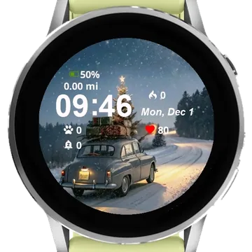 Car Christmas Tree Top Driving Garmin watch face preview