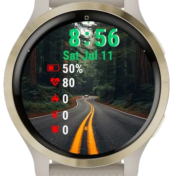 Car Driving Down Road Garmin watch face preview
