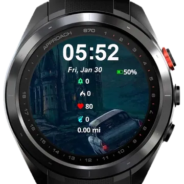 Car Is Driving Through Castle Garmin watch face preview
