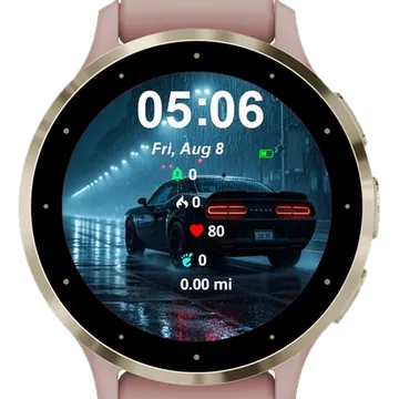 Car on Street Garmin watch face preview