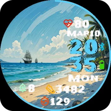 Caribbean Garmin watch face preview