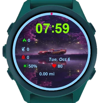Cars Parked Side Road Near Lake Garmin watch face preview