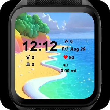Cartoon Beach Garmin watch face preview