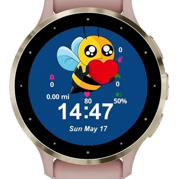Cartoon Bee Holding Heart Garmin watch face preview