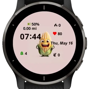 Cartoon Corn Garmin watch face preview