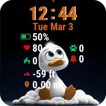 Cartoon Duck Sitting Cloud Garmin watch face preview