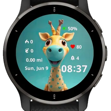 Cartoon Giraffe Garmin watch face preview
