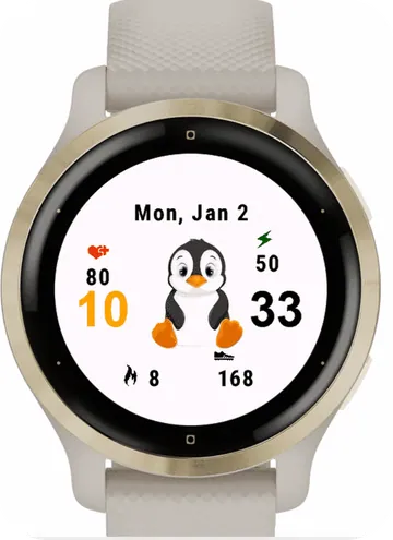 Cartoon Penguin Garmin watch face preview