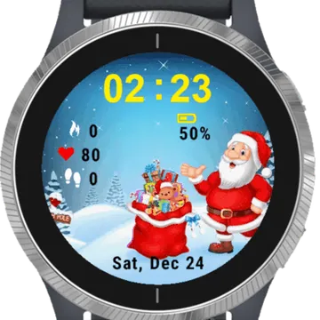 Cartoon Santa Garmin watch face preview