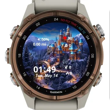 Castle With Bridge Background Garmin watch face preview