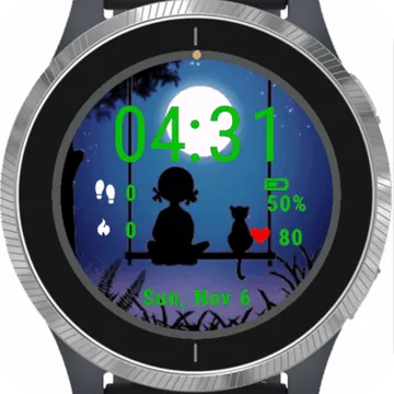 Cat and Child Garmin watch face preview