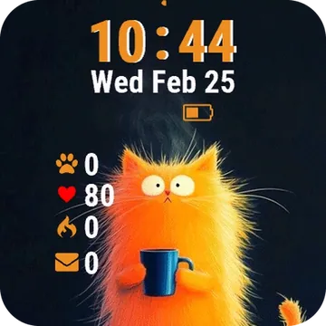 Cat Cup Coffee Garmin watch face preview