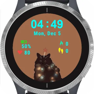 Cat Decorated For Christmas Garmin watch face preview