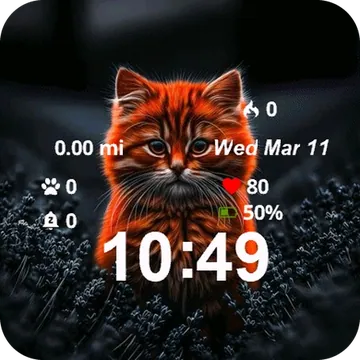 Cat Glowing Face Garmin watch face preview