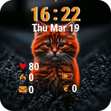 Cat Glowing Face Garmin watch face preview