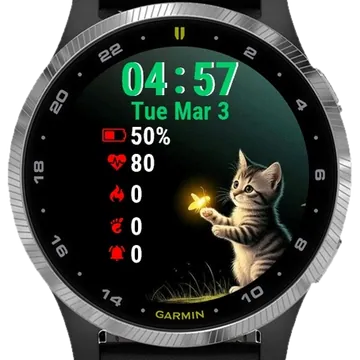 Cat Is Looking At Light Dark Garmin watch face preview