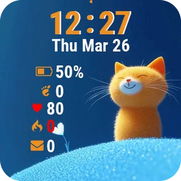 Cat Is Standing Hill Flower Garmin watch face preview