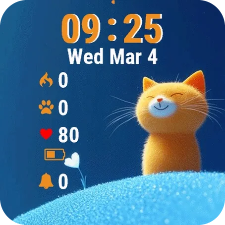 Cat Is Standing Hill Flower Garmin watch face preview