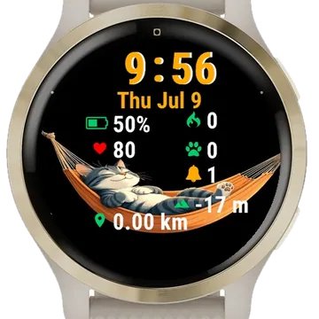 Cat Laying Hammock Ground Garmin watch face preview