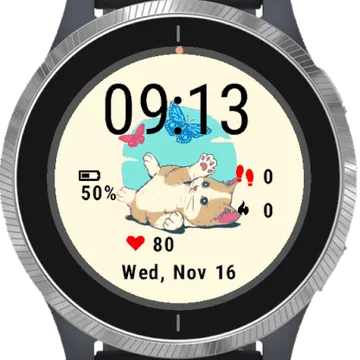 Cat Play With Butterfly Garmin watch face preview