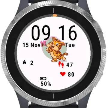 Cat Running With Butterfly Garmin watch face preview