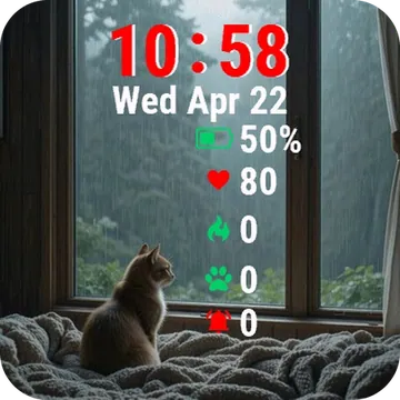 Cat Sitting Bed Looking Out Window Garmin watch face preview