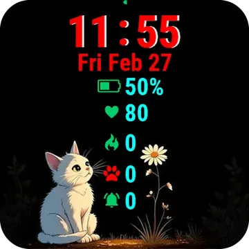 Cat Sitting Ground Garmin watch face preview