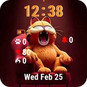 Cat Sitting Red Chair Garmin watch face preview