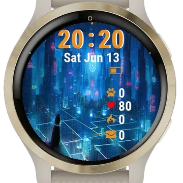 Cat Sitting Top Building Garmin watch face preview