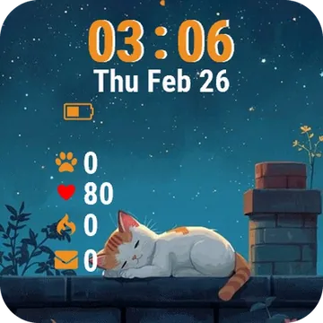 Cat Sleeping Garmin watch face preview