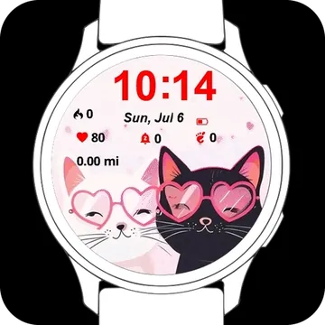 Cats with Glasses Garmin watch face preview