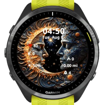 Celestial Sun and Moon Garmin watch face preview