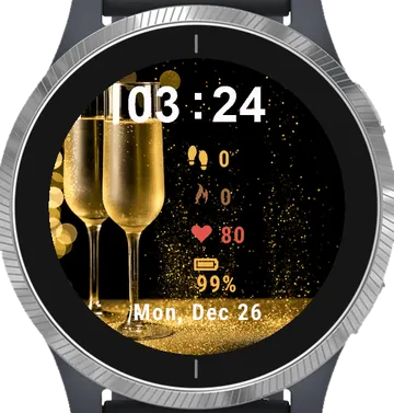 Champagne Glasses Garmin watch face preview