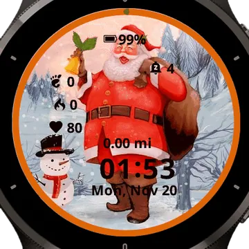 Cheerful Santa Claus 24 Garmin watch face preview