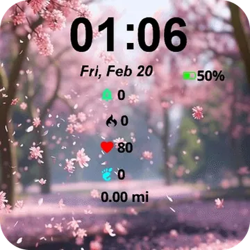 Cherry Blossom Flowers Garmin watch face preview