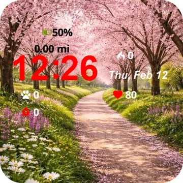 Cherry Blossom Trees Blooming Park Garmin watch face preview