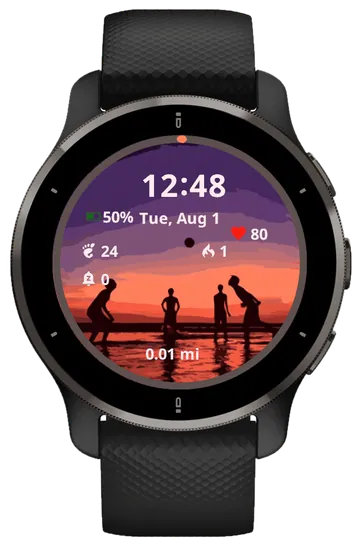 Children playing in the water Garmin watch face preview