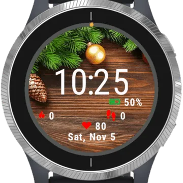 Christmas Backgraound Green Tree Garmin watch face preview