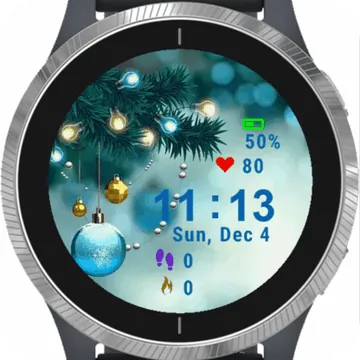 Christmas Background Blue Garmin watch face preview