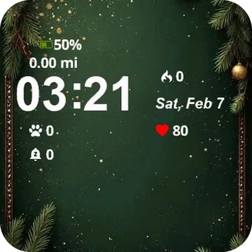Christmas Background Green Garmin watch face preview