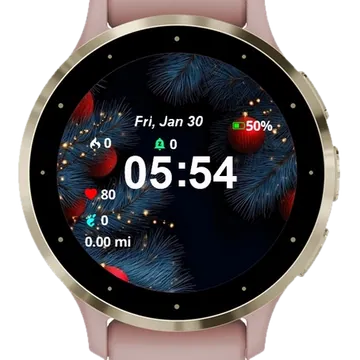 Christmas Background Red Balls Fir Garmin watch face preview