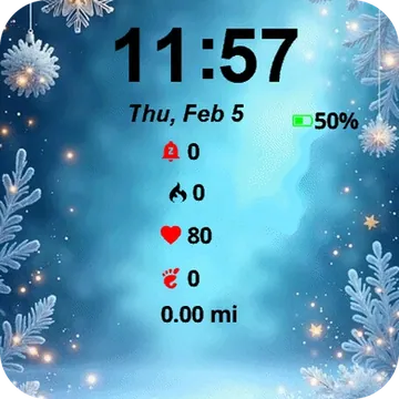 Christmas Background Snowflakes Stars Garmin watch face preview